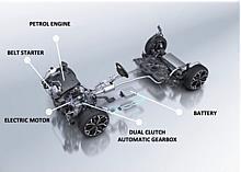 Die HYBRID-Lösung besteht aus einem Benzinmotor mit 136 PS/230 Nm und einem neuen automatischen Sechsgang-Doppelkupplungsgetriebe, in das eine elektrische Maschine mit 21 kW (28 PS) und 55 Nm eingebaut ist.